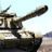 Static pixelated image of a military tank with visible gun barrel, turret, and tracks against light background.