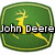 Green square icon with yellow border featuring a running deer silhouette, overlaid with text variations including "John Deere," "Dang!! He's tractor is sexy!!," and "haha Joey!"