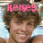A person with brown curly hair smiles in a pool, with pink text reading 'Keisey', 'Loves', and 'Ryan!' appearing sequentially above their head.