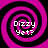 Four identical pink and black spiral patterns arranged in a , each containing white text reading "Dizzy yet?"