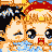 Pixelated animated contact sheet showing two frames of a cartoon character with black hair, large eyes, and orange skin against a yellow background with blue water-like elements.