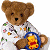 A pixelated teddy bear holding a basket with Winnie the Pooh inside, next to green text reading "Original Icons .com" on a dark background.