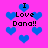 Pixelated pink background with blue hearts and black text reading "I Love Dara!!" in four repeated sections.