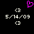 A static pixel art icon with a black background, featuring a pink heart symbol at the top and white text elements below.