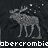 Pixelated grayscale image of a moose standing against a dark background with scattered light speckles, below which is partially visible white text.