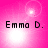 A pink background with four identical text elements reading "Emma D." and shifting light effects