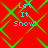 Red background with green diamond-shaped pattern and cyan text reading "Let It Snow!" in four quadrants