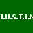 Green and black pixelated background with repeated white text 'J.U.S.T.I.N.' in horizontal bands.