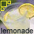 Two side-by-side pixelated images of lemonade glasses with lemon slices, differing in border and text color schemes.