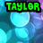 Pixelated green text labels over a blue-purple gradient background with light blue circular shapes.