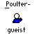 Animated icon shows a blue figure with white head performing actions like raising arms and changing pose, with 'gueist' and 'Poulter-' text below each frame.