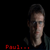 A four- shows a man with glasses and a gray-haired man in dark clothing against black backgrounds, with red text reading "Paul..." and "Paul... who?"