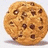 A pixelated chocolate chip cookie image on the left, with blue background text reading "i wanna go to an old folks home so i can eat all of their COOKIES!!" in black block letters.