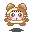 Pixel art character with brown ears and hair, pink cheeks, and a small mouth, shown in four variations with differing eye and mouth positions.