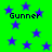 Green background with scattered blue stars and repeated 'Gunner' text in pixelated font.