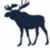 A dark blue moose silhouette stands against a white background, with a green text overlay reading 'I luv abercrombie!' in purple letters.