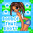 Pixel art animation of a cartoon woman in blue shorts against striped background with text "BOUNCE THAT BOOTY" and star decorations.