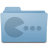 Pixelated blue folder icon with a Pac-Man-like shape and three dots on the right side, set against a light gray background.