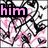 pink and black heart patterns with changing text overlays reading 'him' or '<3'