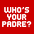 Pixelated of red and blue with repeated 'NACHO LIBRE' text, a face image, and 'WHO'S YOUR PADRE?' in white on red
