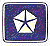 Four square icons with dark blue backgrounds and white geometric patterns showing sequential rotation of a six-pointed star design.