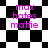 Pixelated text 'max hates mattie' on shifting black-and-white checkered backgrounds in four quadrants.