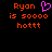 Pixelated orange text on black background with a pink heart symbol, showing two versions of the same message.