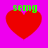 Four red heart shapes on a bright pink background with green text 'semg' above each heart.