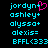 Pixelated cyan text list with pink heart symbol on left side, black background, static display.