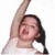Pixelated image of a person with long dark hair raising one arm, next to blue pixelated text reading 'Hannah & Friends' on white background.