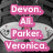 Pixelated image with pink and cyan text overlays on a dark background featuring circular patterns.