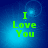 Four identical display green text 'I Love You' on a blue gradient background with subtle light effects