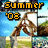 six showing a person in white clothing on a beach, with changing text overlays and color variations
