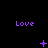 Purple 'Love' text repeated across a black background with animated pixel symbols changing in sequence.