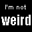 A 5x5 contact sheet of animated frames showing a pixel art animation with repeating text phrases "I'm not weird" and "You're just boring" in rainbow colors on black background.