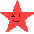 Three red star-shaped figures with distinct facial expressions on a gray background, each displaying different eye and mouth configurations.