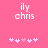 Pixelated text 'ily chris' on pink background with five pink heart icons below, showing animation where hearts shift position.