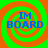Four identical spiral patterns with alternating green and orange rings, each containing blue text reading "IM BOARD" in a pixelated font.