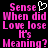 Pixelated pink text on black background with white heart symbol above 'Sense' in two identical