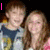 Two people pose together in a four- with text overlays changing