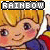 A 50x50 pixel animated buddy icon featuring a cartoon character with blonde hair and rosy cheeks, displayed in two frames showing text color changes above the character's head.