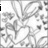 Black-and-white pixelated icon with repeating heart patterns and text fragments 'love' and 'you.' on a white background.