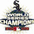 A pixelated graphic featuring a stylized 'S' logo above text reading "WORLD SERIES CHAMPIONS" with an MLB logo below, set against a white background.
