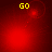 Red background with yellow 'GO' text and a glowing red circular element moving across four