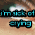 Four- with text overlays: top-left shows 'i'm sick of crying' over a blurred face, top-right displays 'so tired of trying' on a heart shape, bottom-left reads 'sure. i'm smiling' next to an anime-style character, and bottom-right states 'but inside i'm dying!' above a blue heart