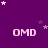 Purple background with repeated 'OMD' text and scattered white stars, static image with no visible animation.