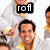 A pixelated image of a person in white and yellow clothing with a black square containing 'rofl' text above the head, showing slight variations between frames.