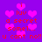 Purple background with pink hearts and red text reading 'i luv a secret somel... u cant no!! u cant no!!' in pixelated style.