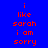 Blue background with red text displaying 'i like sarah i am sorry' in a pattern, where specific and change color from blue to orange across observations