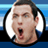 Pixelated image of a person with mouth open in a shout, next to blue background with text 'ADAM SANDLER .COM' in blocky letters.